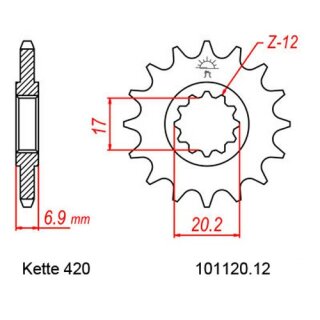 Kettensatz geeignet fr Peugeot XPS 50 Street 04-05  Kette RK PC 420 SB 126  offen  ORANGE  12/52