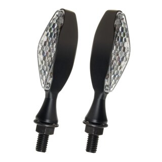 Set LED Motorrad Blinker Diamond 2 Stck  Klarglas schwarz kurz fr vorne oder hinten