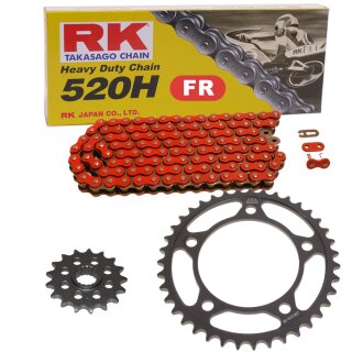 Chain and Sprocket Set Aprilia AF1 125 Extrema 93-94  Chain RK FR520H 108  open  RED  15/39