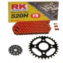 Chain and Sprocket Set Yamaha YFM 125 Grizzly 04-14  Chain RK FR520H 74  open  RED  12/32