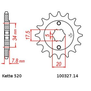 Kettensatz geeignet fr Kymco MXU 50 07-08  Kette RK FR 520 H 86  offen  ROT  14/30