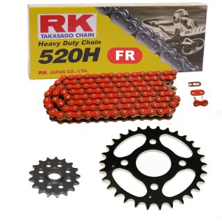 Chain and Sprocket Set Kymco MXER 150 02-13  Chain RK FR520H 78  open  RED  14/30