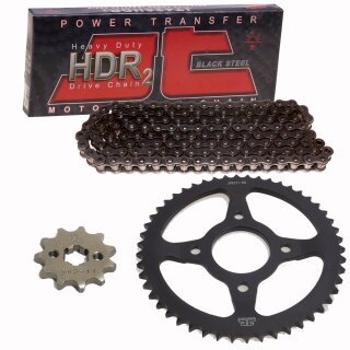 Chain and Sprocket Set compatible for Honda CBR 125 R 04-10  chain JT 428 HDR 124  open  15/42