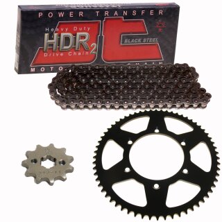 Chain and Sprocket Set compatible for  Kawasaki KDX 125 B 90-99  Chain JT 428 HDR 132  open  15/52