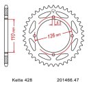 Kettensatz kompatibel mit Kawasaki KLX 125 10-14  Kette JT 428 HDR 124  offen  14/47