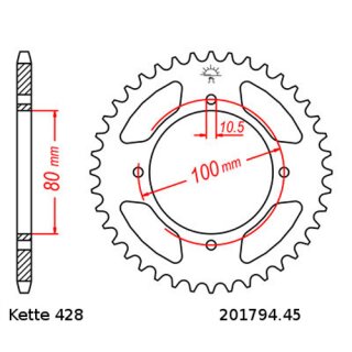 Kettensatz geeignet fr Suzuki GZ 125 Marauder 98-13  Kette JT 428 HDR 132  offen  15/45