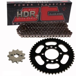 Chain and Sprocket Set compatible for Yamaha DT 175 MX 78-83  chain JT 428 HDR 118  open  15/49