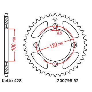 Kettensatz geeignet fr Yamaha YZ 85 LW groes Rad 02-18 Kette JT 428 HDR 124 offen 14/52