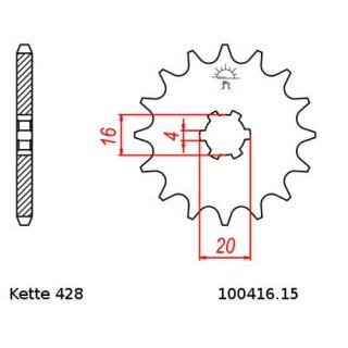 Kettensatz geeignet fr Yamaha RS 100 DX  75-81  Kette JT 428 HDR 118  offen  15/36