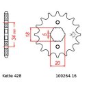 Kettensatz geeignet für Kymco Zing II 125 04-15 Kette JT 428 HDR 124 offen 16/39
