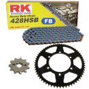 Kettensatz geeignet für Kawasaki Z 125 K 18-20 Kette RK FB 428 HSB 132 offen BLAU 16/56