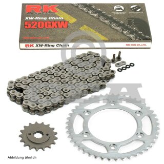 Kettensatz geeignet für Kawasaki EX 300 Ninja 13-17 Kette RK MM 520 GXW 106 offen GRÜN 14/42