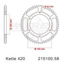 Steel rear sprocket with pitch 428 and 58 teeth Esjot15100