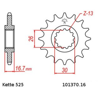 Chain and Sprocket Set Honda CRF1000 Africa Twin 16-20 chain DID 525 ZVM-X 124 open 16/42
