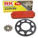 Chain and Sprocket Set compatible for Suzuki RV 125 Van Van 07-15  chain RK FR 428 HSB 134  open  RED  14