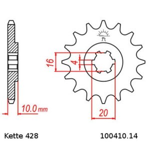 Kettensatz geeignet fr Hyosung GA 125 Cruise II 98-01  Kette RK FR 428 HSB 126  offen  ROT  14/47