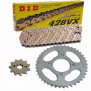 Chain and Sprocket Set compatible for Honda CRF 100 F 04-13  chain DID 428 VX G&B Gold 118  open  14/50