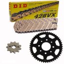 Chain and Sprocket Set compatible for Honda NX 125 89-90  chain DID 428 VX G&B Gold 128  open  16/47