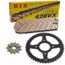 Chain and Sprocket Set compatible for Honda NX 125 Transcity 89-98  chain DID 428 VX G&B Gold 128  open  16/50