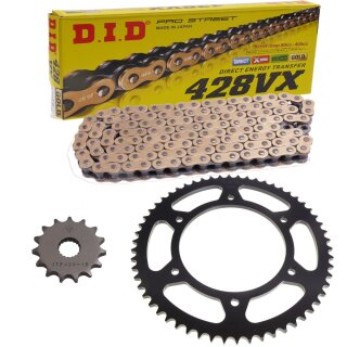 Chain and Sprocket Set compatible for Kawasaki BN 125 A Eliminator 125 04-07  chain DID 428 VX G&B Gold 130  open  1