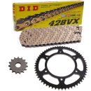 Chain and Sprocket Set compatible for Kawasaki KMX 200 88-90  chain DID 428 VX G&B Gold 126  open  16/50