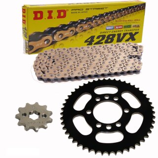 Chain and Sprocket Set compatible for Yamaha DT 80 LC2 85-97  chain DID 428 VX G&B Gold 126  open  15/51