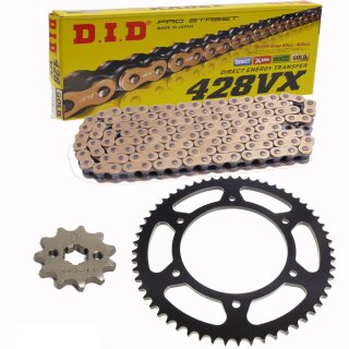 Chain and Sprocket Set compatible for Yamaha DT 125 91-06  chain DID 428 VX G&B Gold 134  open  16/57