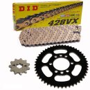 Chain and Sprocket Set compatible for Yamaha DT 125 LC 82-84 chain DID 428 VX G&B Gold 118 open 14/49