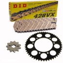 Chain and Sprocket Set compatible for Yamaha XT 125 R 05-12  chain DID 428 VX G&B Gold 128  open  14/50