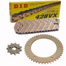 Chain and Sprocket Set compatible for Hyosung XRX 125 Super Motard 07-14 Chain DID 428 VX G&B Gold 132 open 14/46/ALU