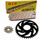 Chain and Sprocket Set compatible for Suzuki GSX-S 125 chain DID 428 VX G&B Gold 122 open 14/45