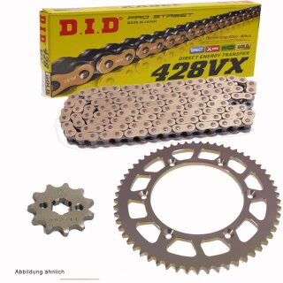ALU Kettensatz geeignet für Husqvarna TE 125 4-Takter 11-13  Kette DID 428 VX G&B Gold 138  offen  14/59