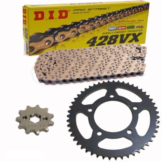 Chain and Sprocket Set compatible for SWM SM 125 R 17-20 Chain DID 428 VX G&B Gold 136 open 14/54