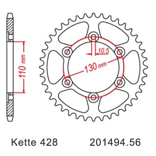 Kettensatz geeignet fr Kawasaki Z 125 K 18-20 Kette JT 428 HDR 132 offen 16/56