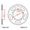 Kettensatz geeignet für Aprilia RS 50 Tuono 03-04  Kette RK FR 420 SB 124  offen  ROT  11/47