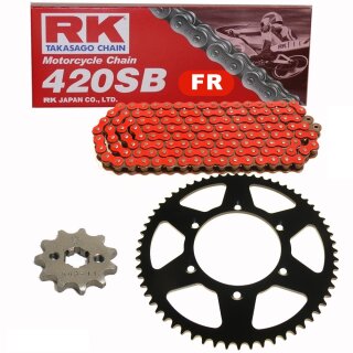Chain and Sprocket Set Aprilia RS4 50 12-16 Chain RK FR 420 SB 132 open RED 11/53