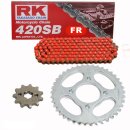 Chain and Sprocket Set Kawasaki KX 80 Big Wheel  98-00  Chain RK FR 420 SB 130  open  RED  13/51