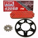 Chain and Sprocket Set Derbi GPR 50 Racing  Replica Racing 03-05  Chain RK FR 420 SB 132  open  RED  12/53