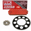Chain and Sprocket Set Malaguti XTM 50 03-10  Chain RK FR 420 SB 126  open  RED  11/48