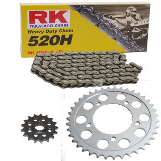 Chain and Sprocket Set compatible for Kreidler Street 125 DD brake disc 09-13 Chain RK 520 H 108 open 12/39