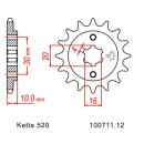 Chain and Sprocket Set compatible for Kreidler Street 125 DD brake disc 09-13 Chain RK 520 H 108 open 12/39