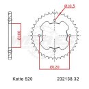 Kettenrad Stahl Teilung 520 und 38 Zähnen Esjot...