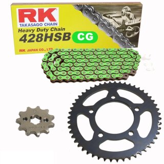 Kettensatz geeignet für SWM SM 125 R 21-24 Kette RK CG 428 HSB 136 offen GRÜN14/54