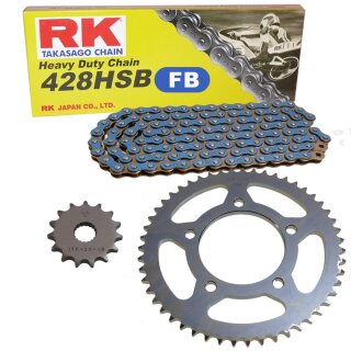 Kettensatz geeignet für SWM SM 125 R 21-24 Kette RK FB 428 HSB 136 offen BLAU 14/54