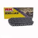 Motorradkette RK 530KS mit 96 Rollen und Clipschloss  offen