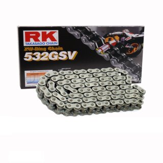XW Ring Motorradkette RK 532GSV mit 104 Rollen und Hohlnietschloss  offen