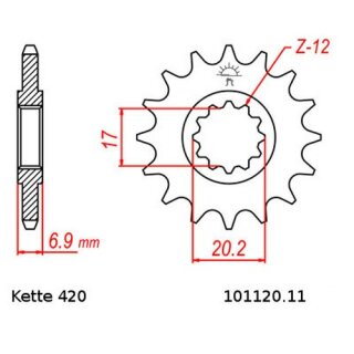 Kettensatz geeignet fr Aprilia MX 50 03-04  Kette RK 420 126  offen  11/51