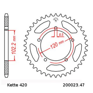 Kettensatz geeignet fr Aprilia RS 50 Extrema  Replica 99-03  Kette RK 420 MXZ 122  offen  12/47