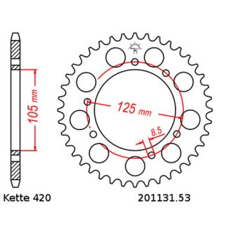 Kettensatz geeignet fr Aprilia RX 50 06-13  Kette RK 420 MRU 132  offen  11/53