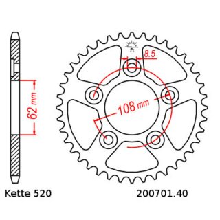 Kettensatz geeignet fr Aprilia Tuono 125 03-07  Kette RK 520 XSO 104  offen  14/40